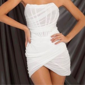 Heiress Beverly Hills White Corset Strapless Mini Dress